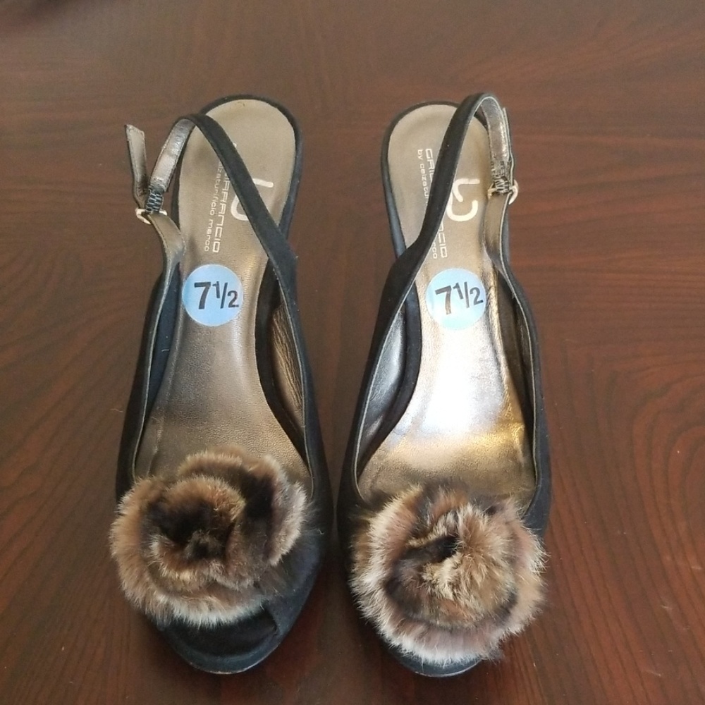Italian sling back suede heels